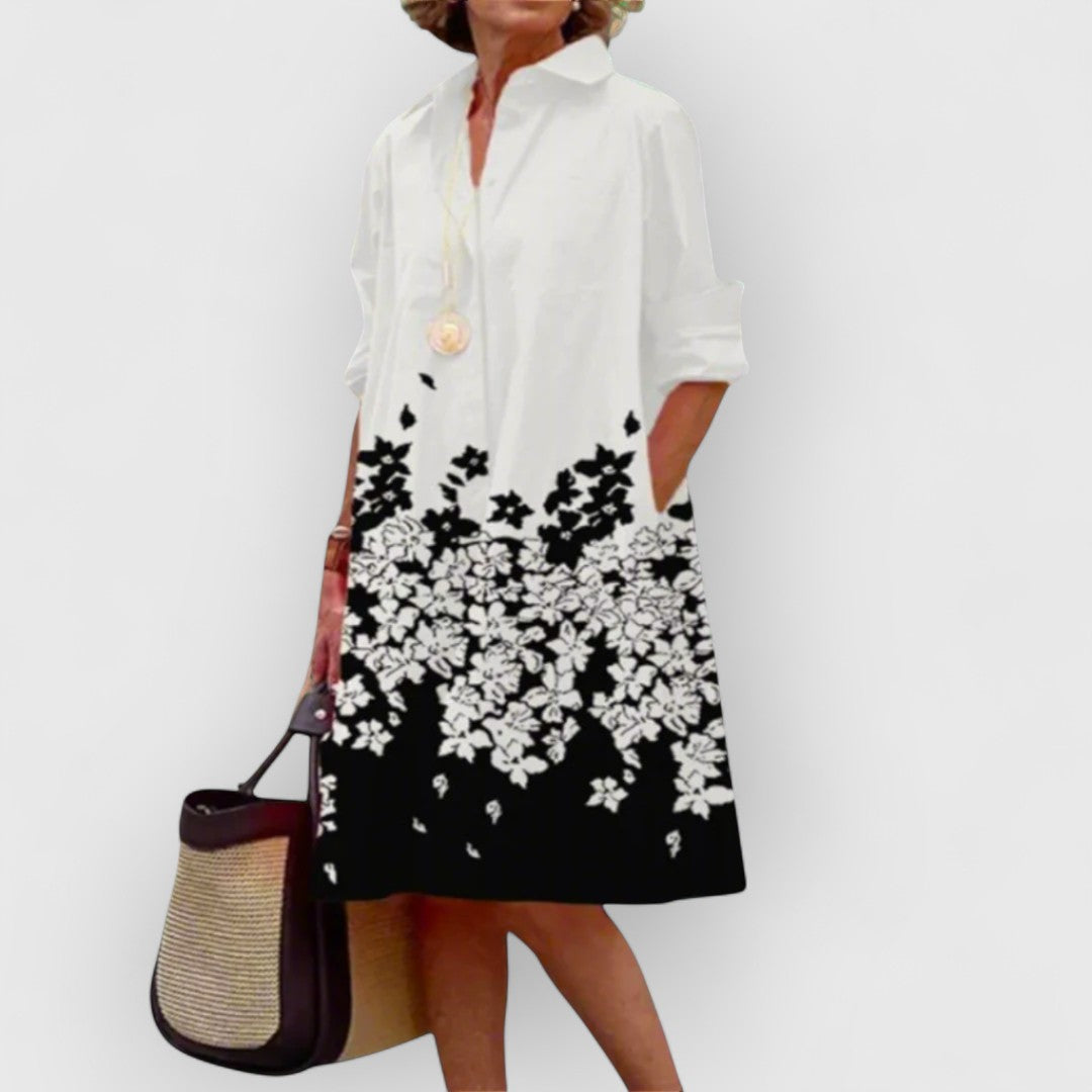 Liora - Stylish Floral Loose Fit Shirt Dress
