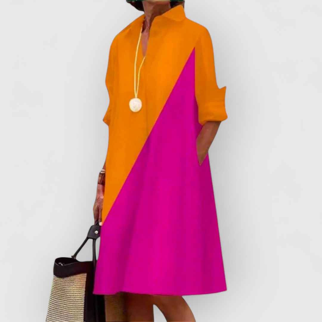 Uma - Casual Boho Print Button Detail Shirt Dress