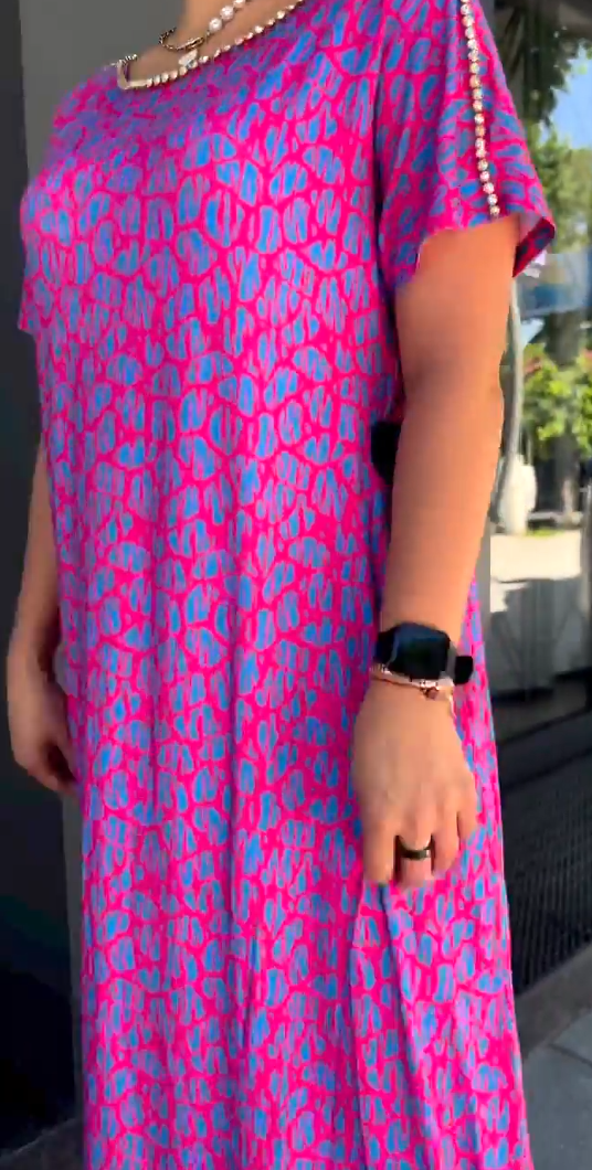 Raven - Spring Chic Printed Maxi Dress with Pockets
