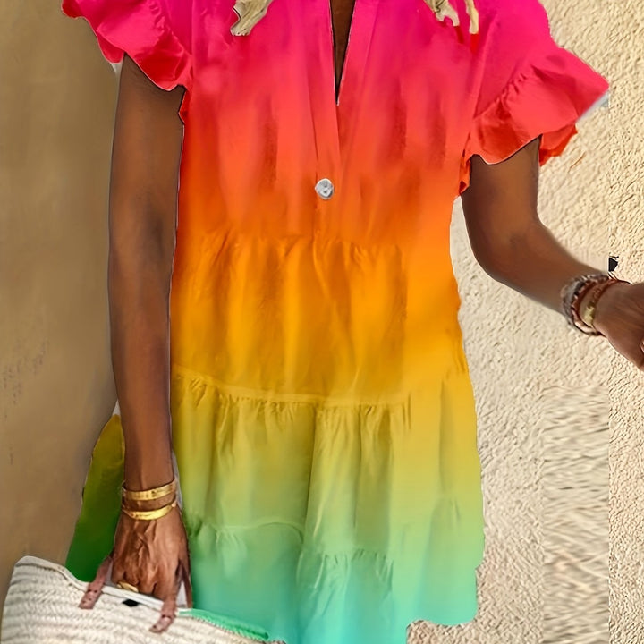 Oriana - Effortless Elegance Rainbow Color Dress