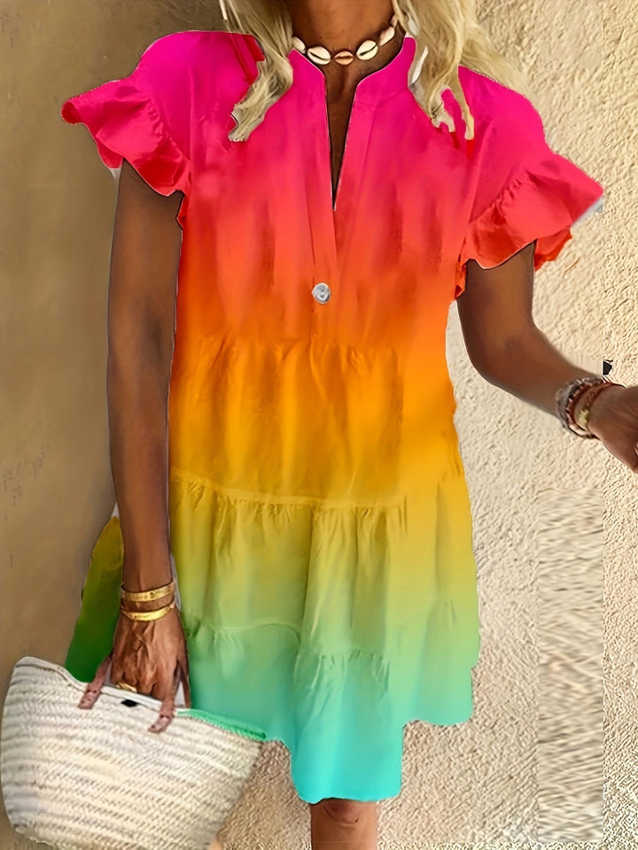 Oriana - Effortless Elegance Rainbow Color Dress
