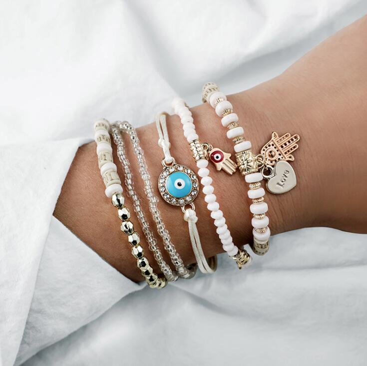Makayla - Natural Stone Boho Eye Heart Bracelets