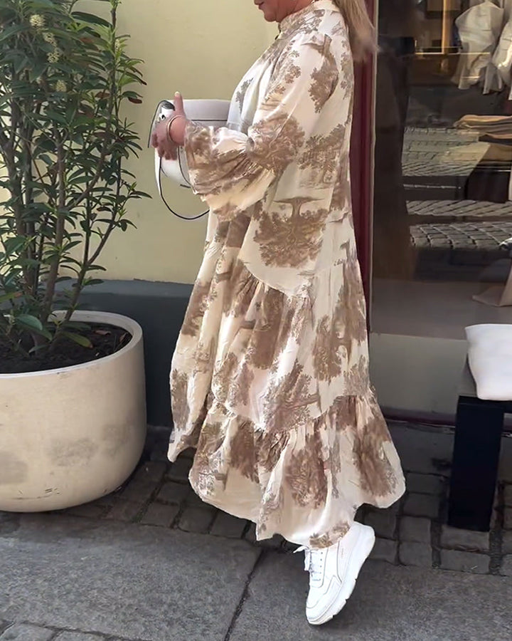 Giavanna - Casual Flared Sleeve Long Printed Dress