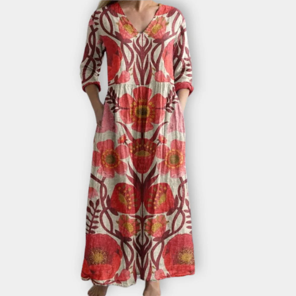 Serenith - Floral Print Boho Maxi Dress