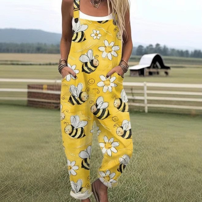 Kaelani - Women’s Flying Bees Print Jumpsuit