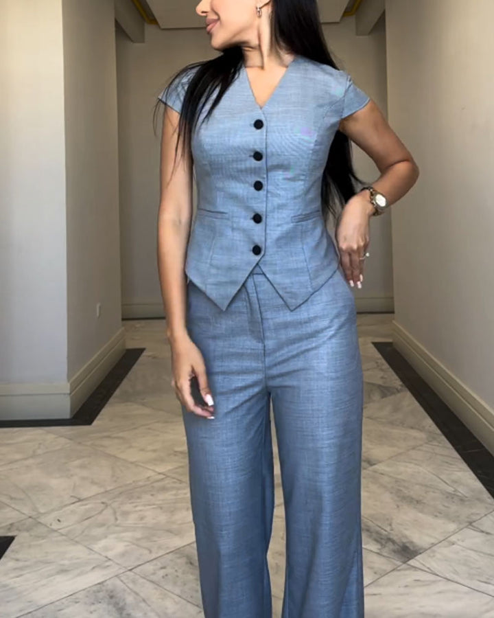 Ulani - Elegant Sleeveless Top and Wide-Leg Pants Set