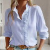 Romy - Elegant Ruched Stand Collar Long Sleeve Shirt