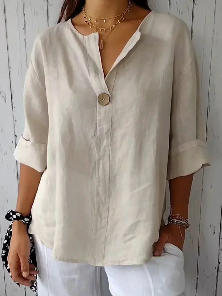 Ella - Elegant V-Neck 3/4 Sleeve Blouse