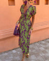 Lily - Elegant V-Neck Printed Bodycon Dress