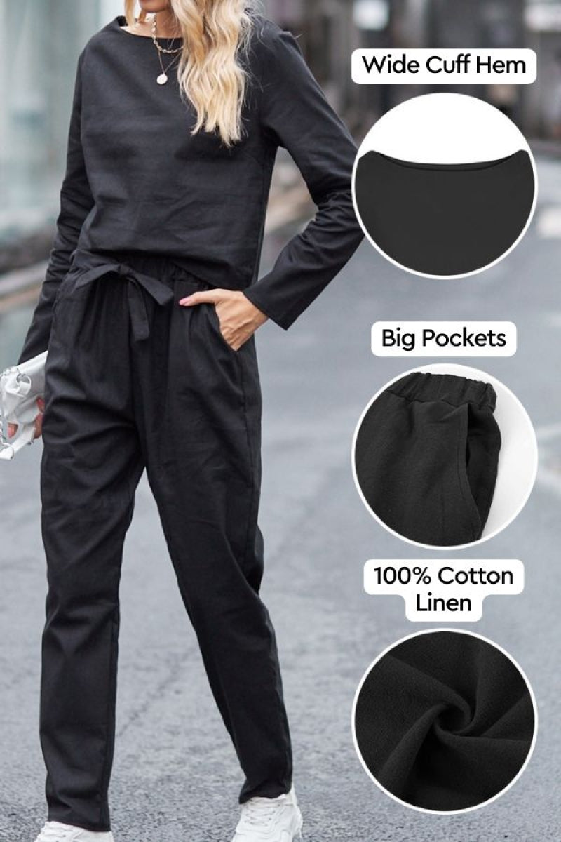 Ismeria - Cotton-Linen Monochrome 2-Piece Set