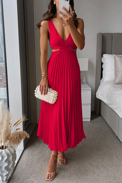Hestara - Elegant Sleeveless V-Neck Dress