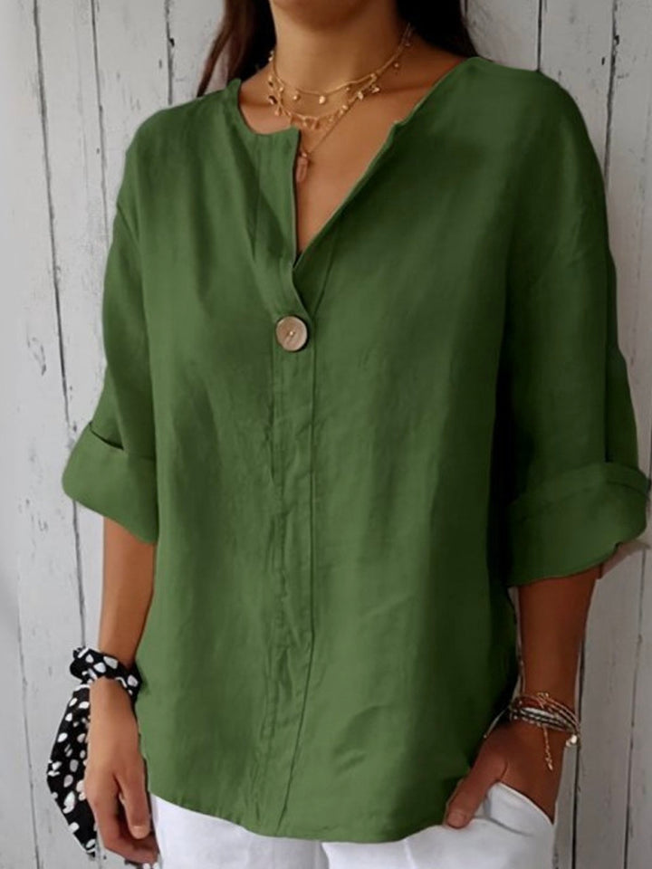 Ella - Elegant V-Neck 3/4 Sleeve Blouse