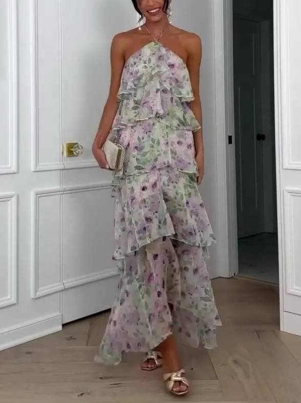 Thyra - Flowy Multi-Layered Ruffle Dress