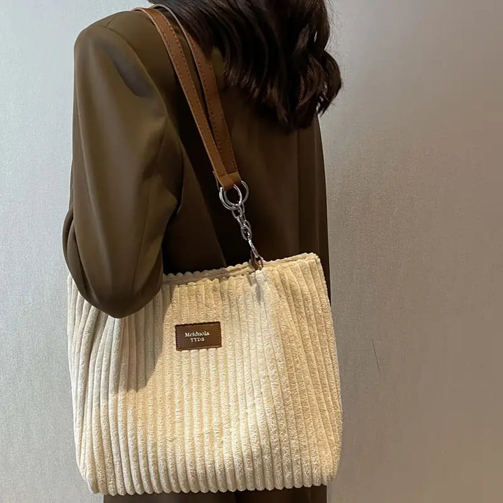 Maria - Fashionable Corduroy Tote Bag