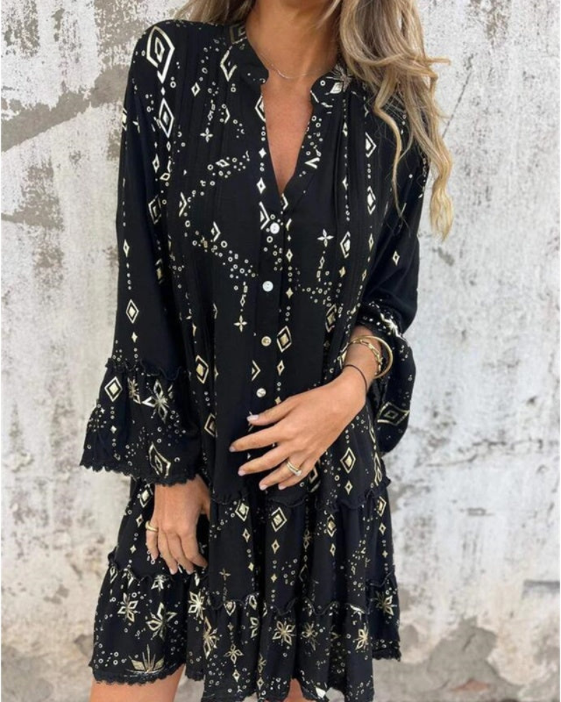 Teagan - Women’s Loose Fit V-Neck Boho Dress