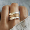 Kinsley - Retro Two-Tone Wide Face Thread Ring