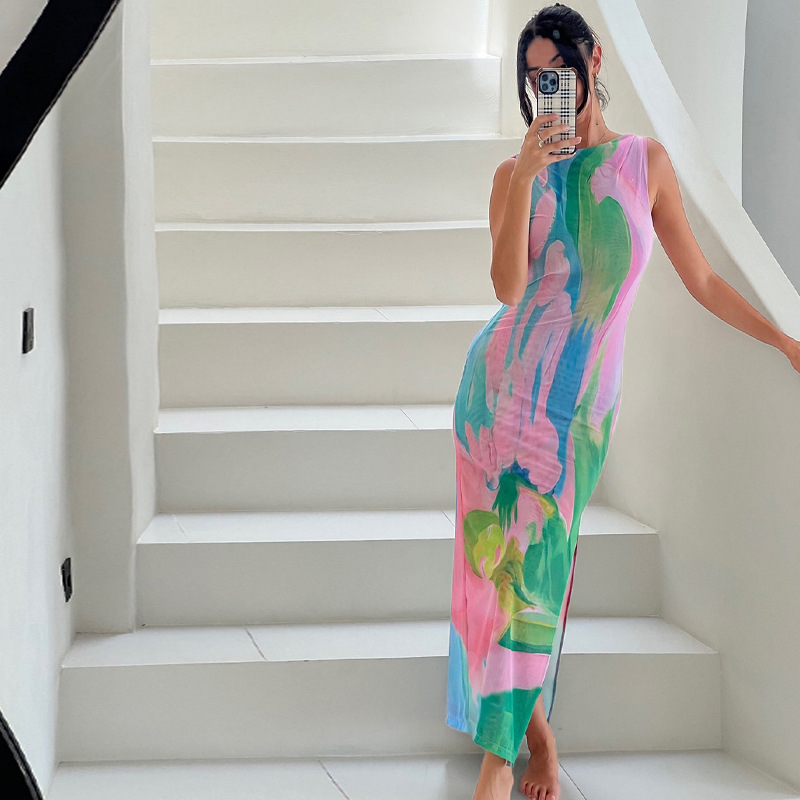 Scarlett - Women's Tie Dye Sleeveless Maxi Dress