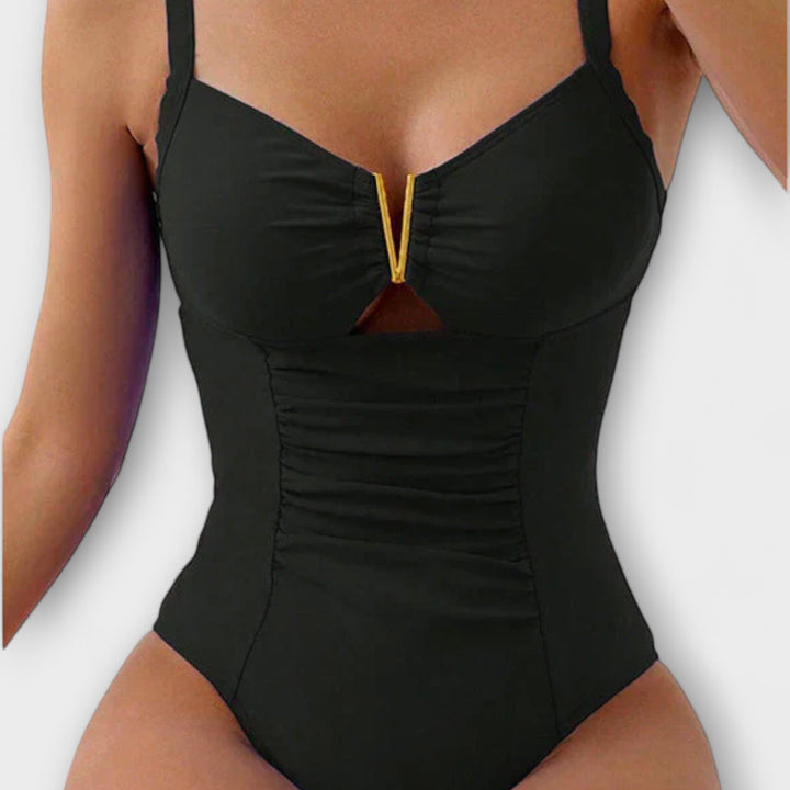Heidi - Elegant V-Neck Cutout Swimwear