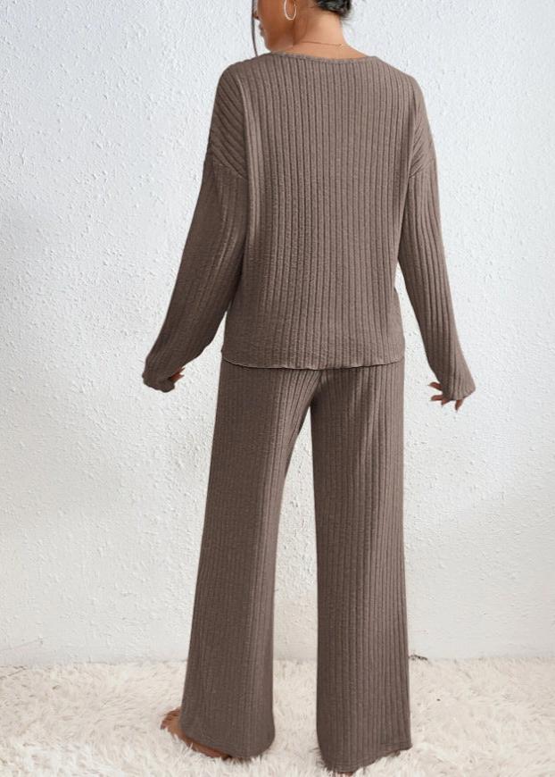 Francesca - Cozy Ribbed Loose Two-Piece Pants