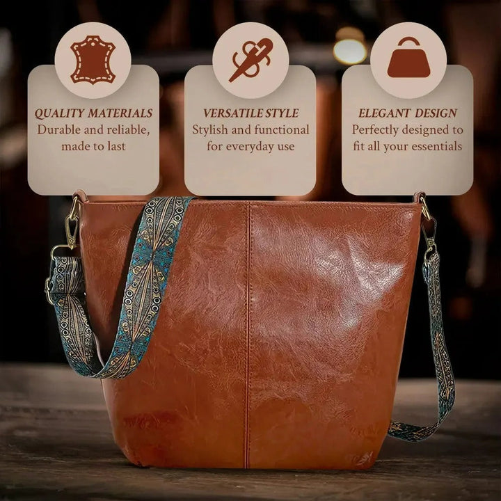 Alexis - Vintage Leather Bucket Bag for Daily Use