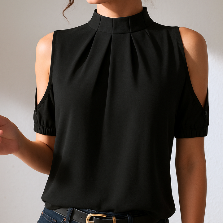 Mira - Elegant Slit Sleeves Pleated Blouse