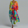 Lumi - Elegant Abstract Floral Print Maxi Dress