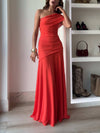 Liora - Elegant Off-Shoulder Ruched Stretch Maxi Dress