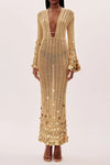 Tansy - Sequin Lace-Up Knitted Maxi Dress