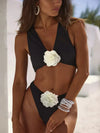 Damaris - Solid Color Two-Piece Rose Bikini Set