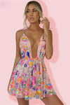 Zephyr - Backless Sequin Floral Strappy Mini Dress
