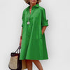 Isla - Elegant Turndown Collar Long Loose Fit Dress