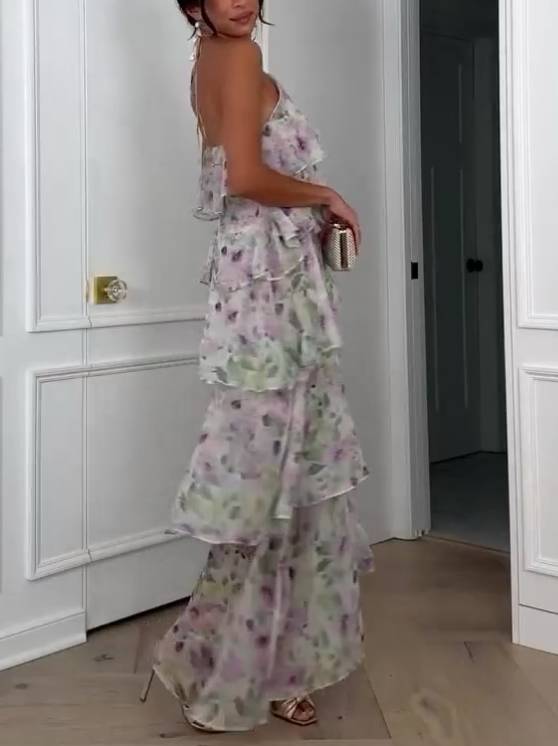Thyra - Flowy Multi-Layered Ruffle Dress