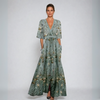 Maren - Elegant V-Neck Short Sleeve Floral Dress