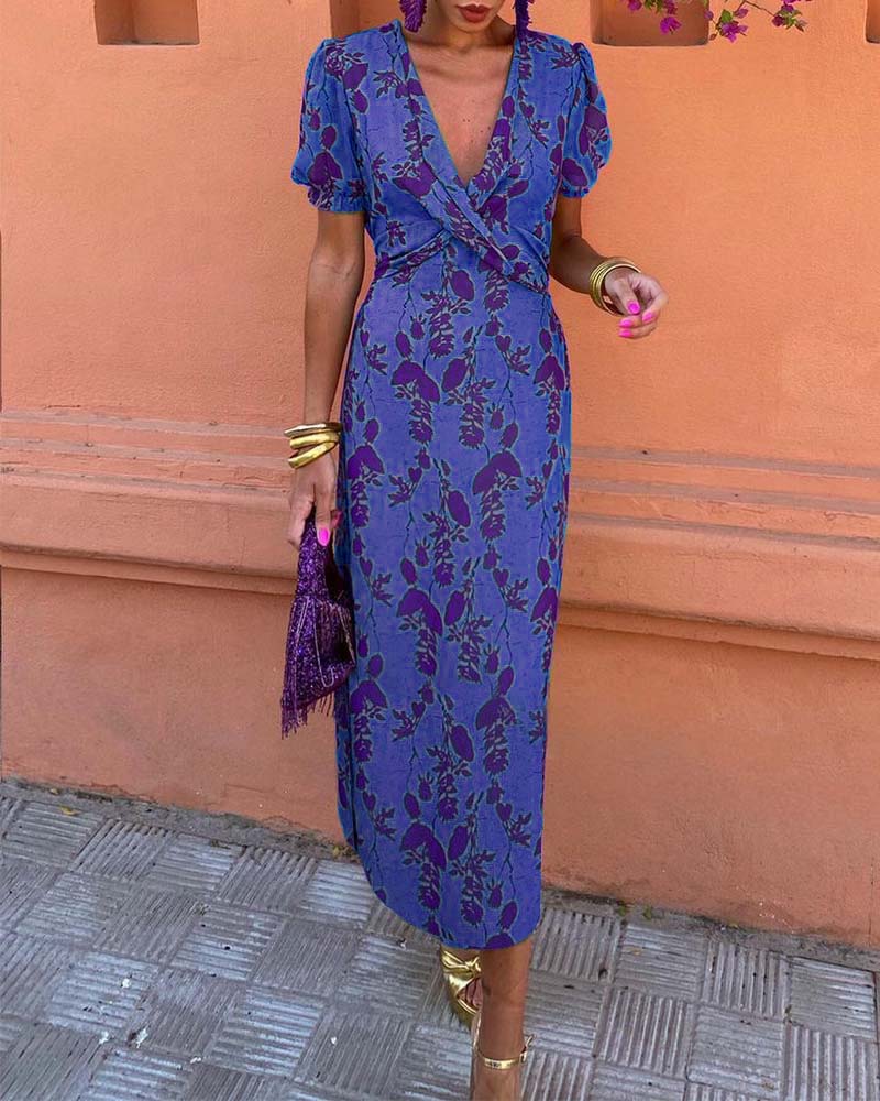 Lily - Elegant V-Neck Printed Bodycon Dress