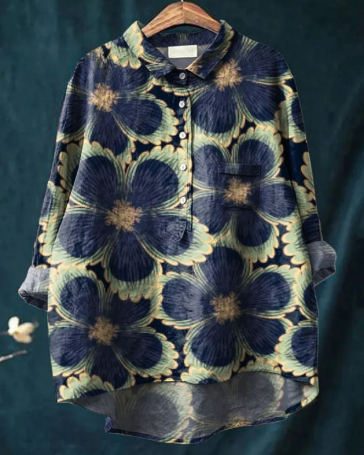 Antonella – Floral Cotton-Linen Shirt