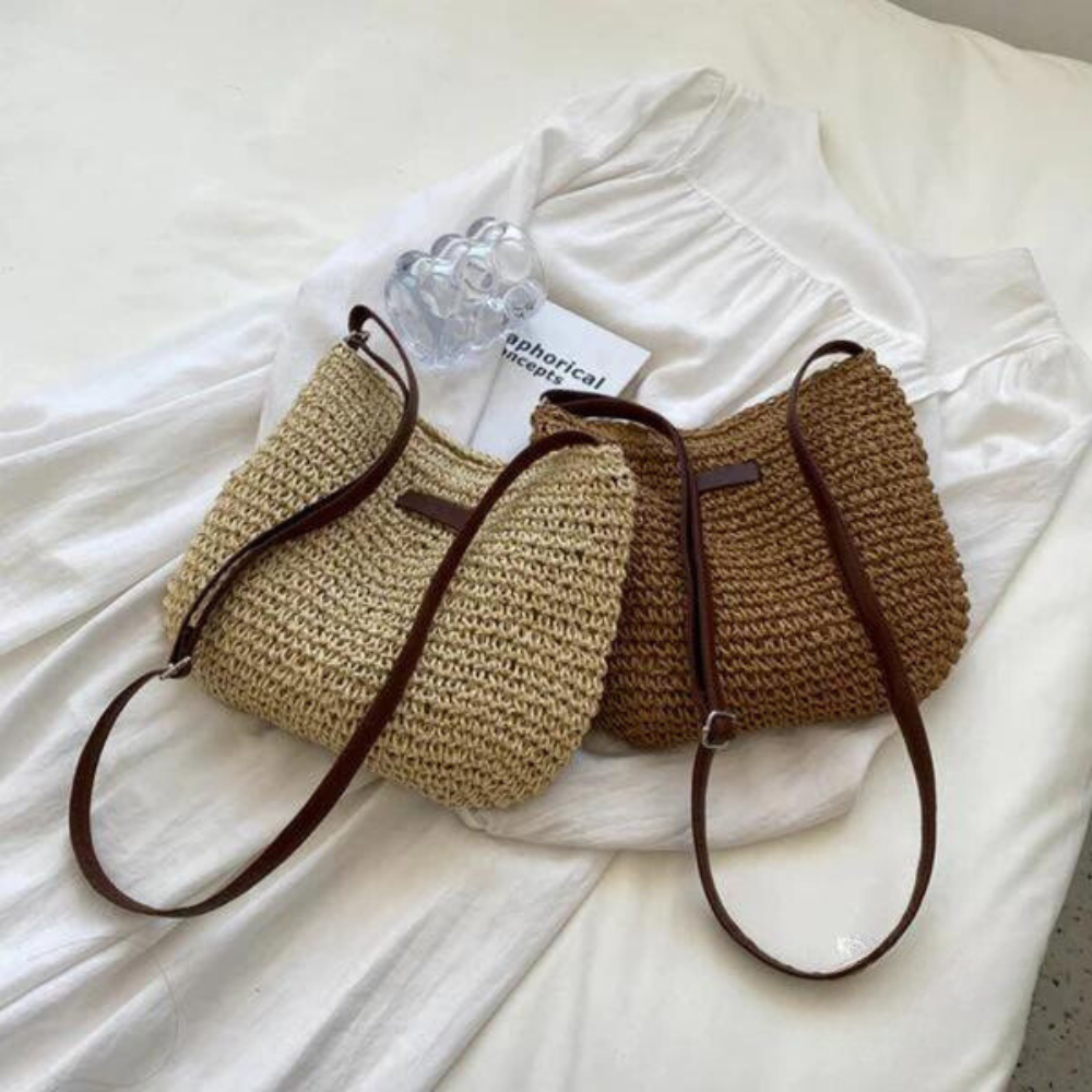 Mary - Retro Straw Sling Crossbody Bag