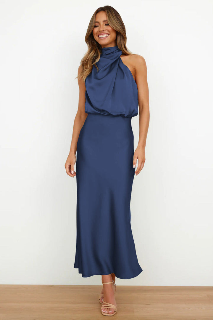 Hailey - Elegant Sleeveless Long Satin Party Dress