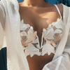 Darcy - Lace Embroidery Deep V Bra And Panty Set