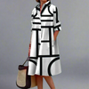 Elowen - Elegant Geometric Stripe Midi Dress