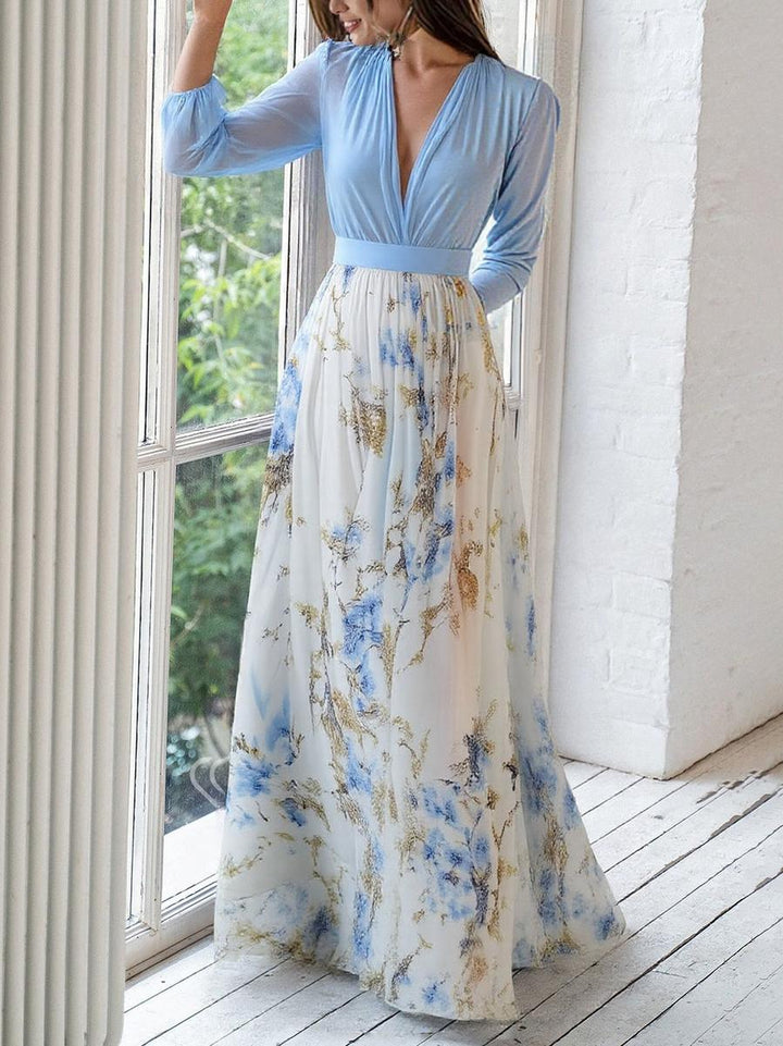 Quinn - Women's Floral Print Patchwork Maxi Dress