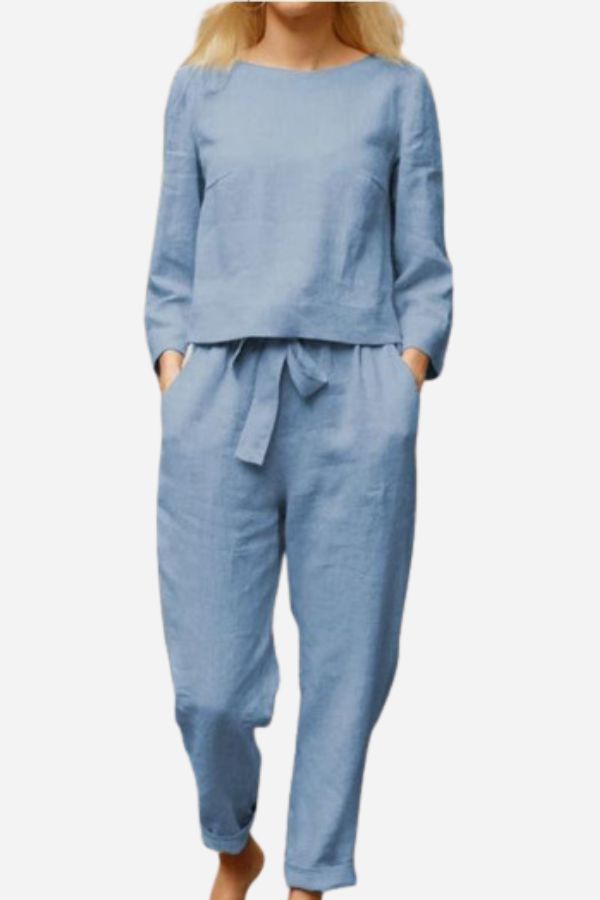 Ismeria - Cotton-Linen Monochrome 2-Piece Set