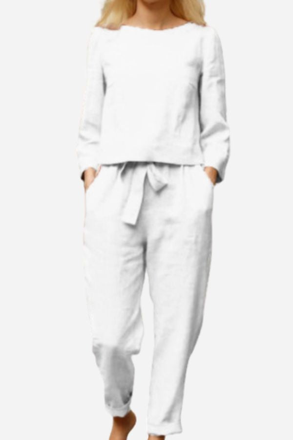 Ismeria - Cotton-Linen Monochrome 2-Piece Set