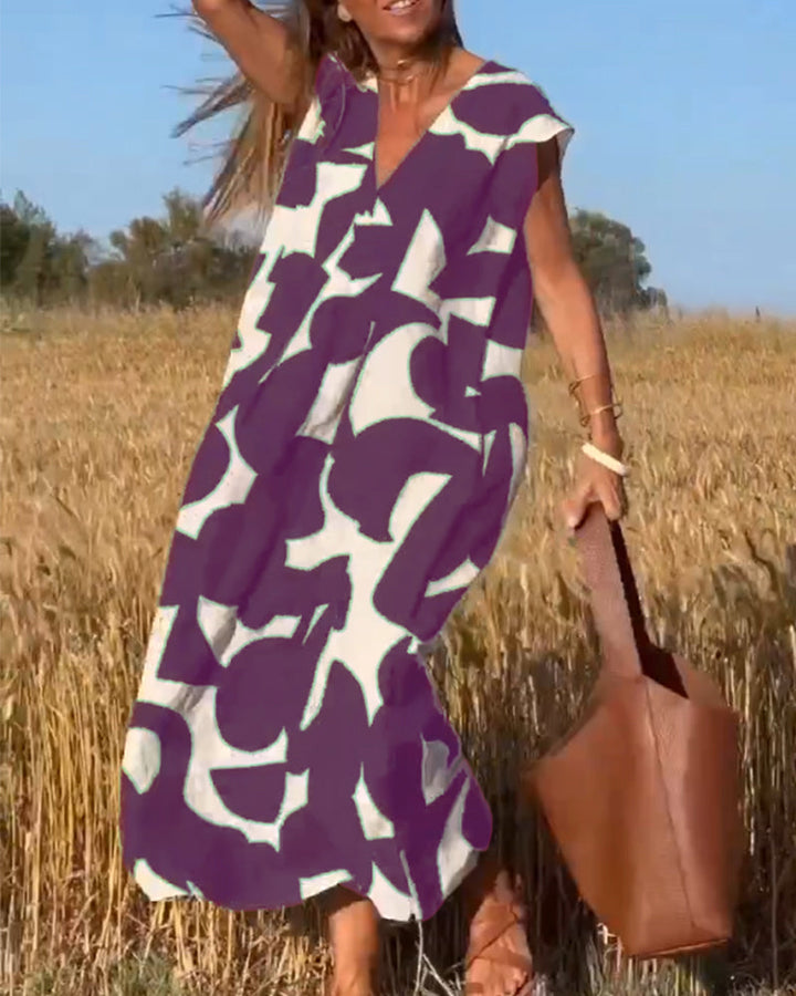 Remi - Women’s Boho Floral Print V-Neck Dress