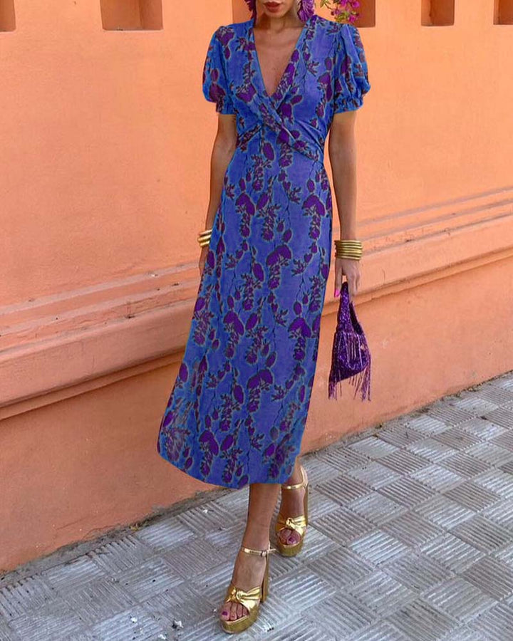 Lily - Elegant V-Neck Printed Bodycon Dress