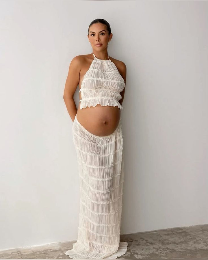 Luna - Maternity Halter Neck Two-Piece Set