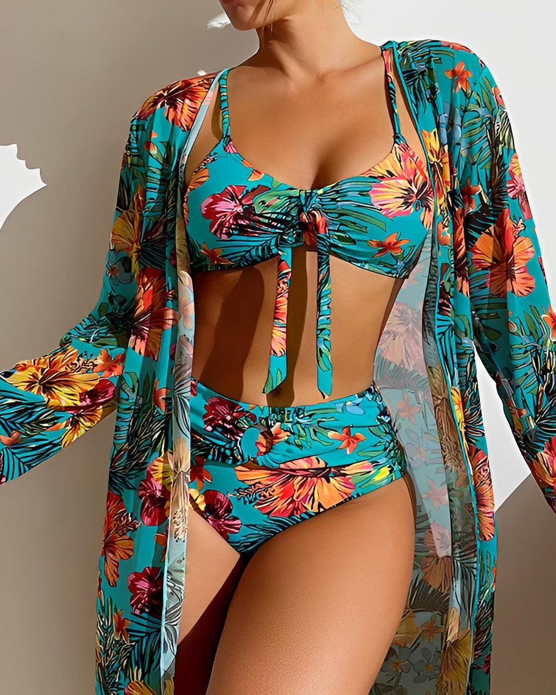 Isla - Tropical Print Bikini Set with Cover-Up