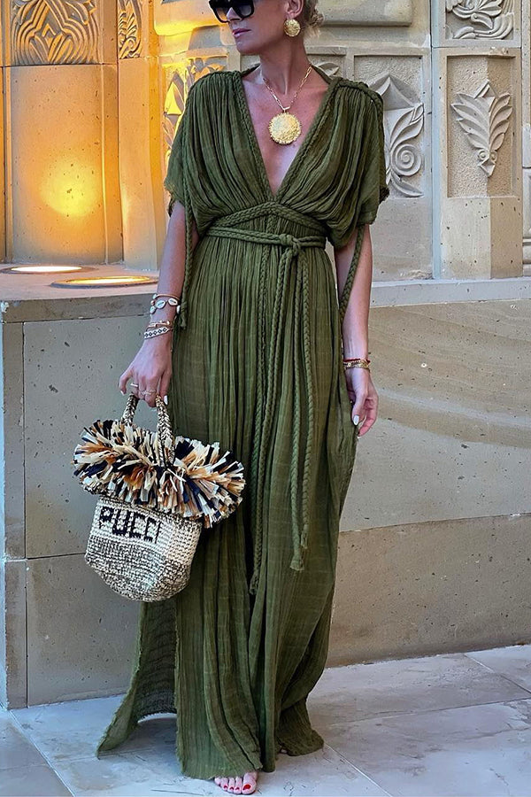 Junia - Backless Halter Holiday Maxi Dress