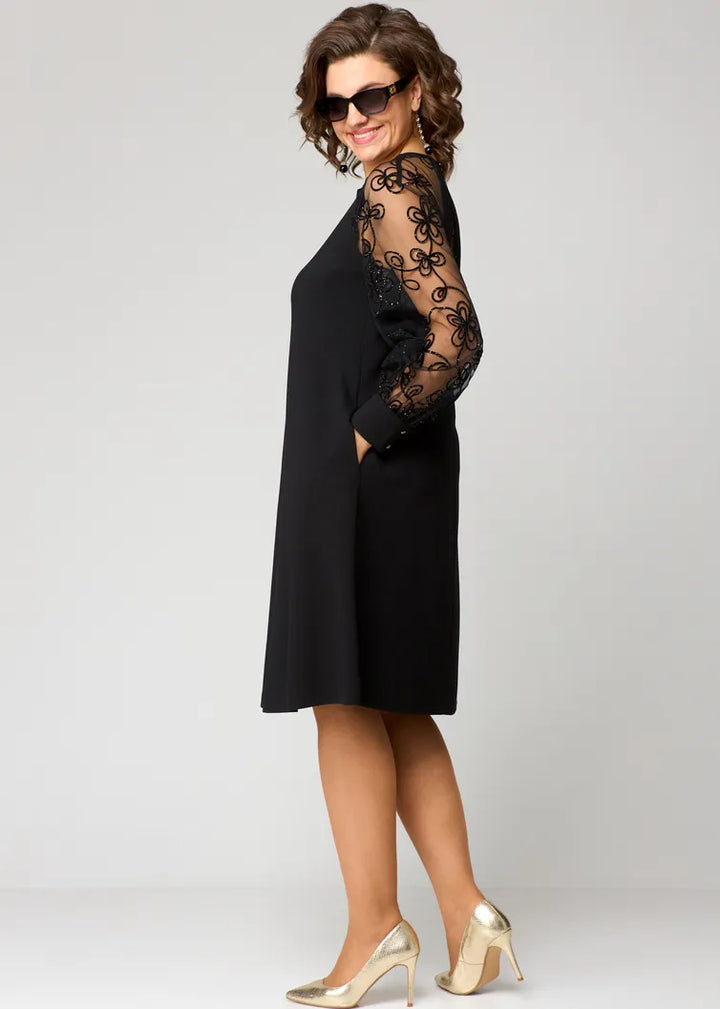 Elara - Lace-Sleeve Dress