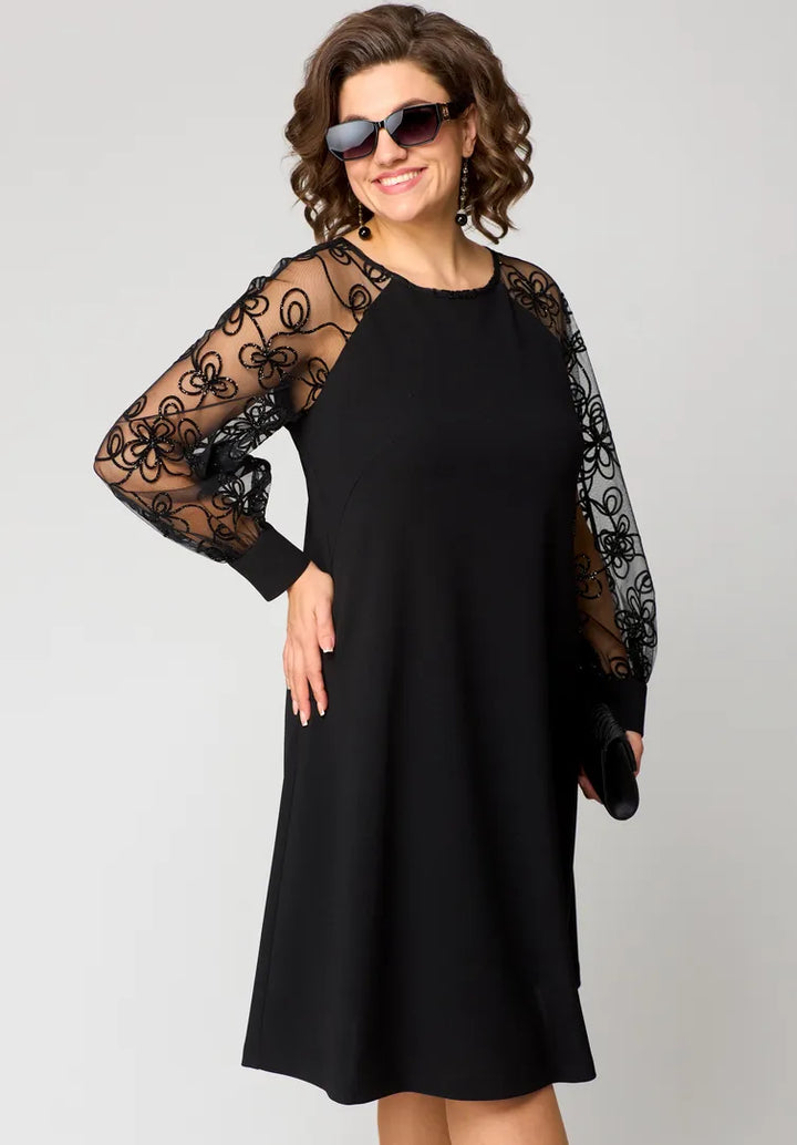 Elara - Lace-Sleeve Dress