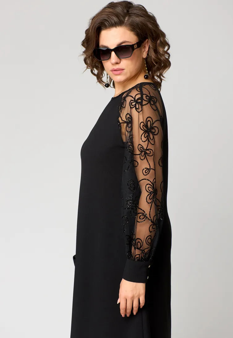 Elara - Lace-Sleeve Dress